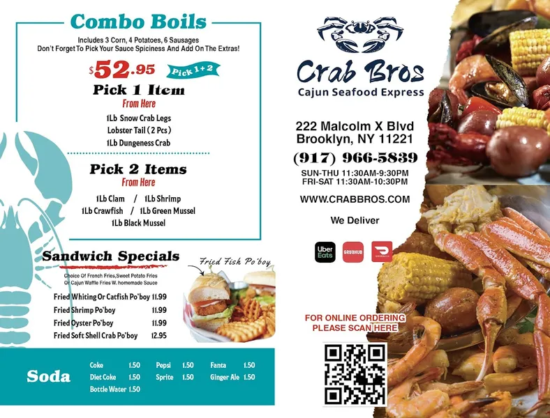 menu of Crab Bros