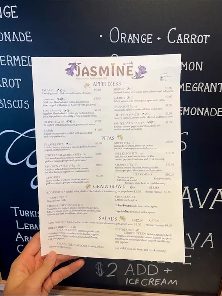 menu of Jasmine Restaurant & Cafe