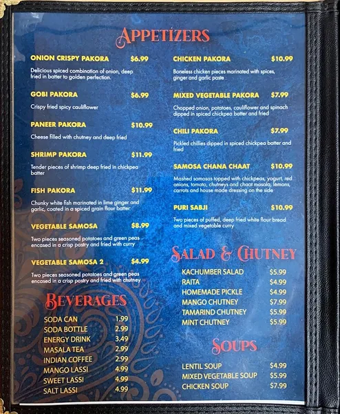 menu of Curry House of India