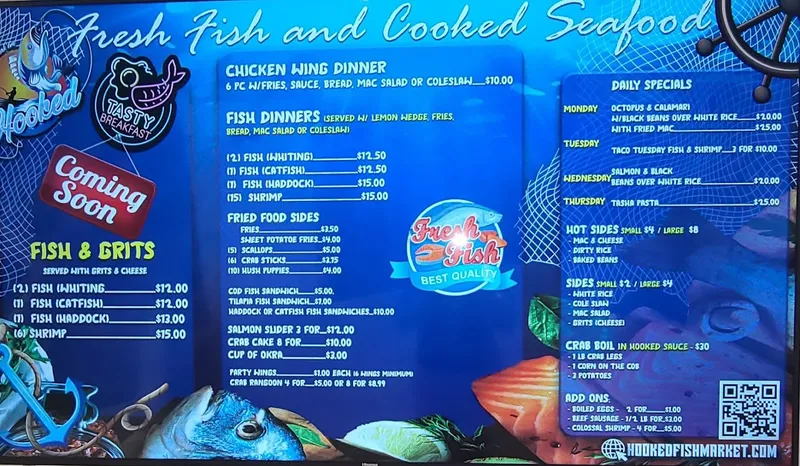 menu of Hooked Fish Market