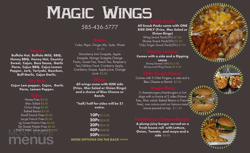 Menu KELVIN'S MAGIC WINGS