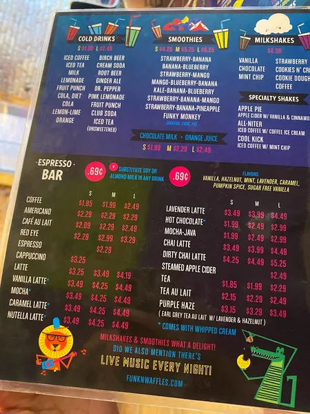 Menu Funk 'n Waffles