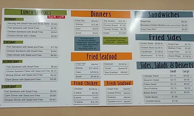 Menu Fish Cove