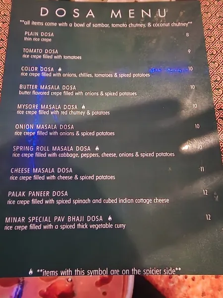 Menu Dosa Grill