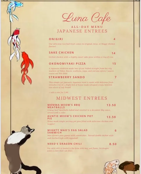 Menu Luna Cat Cafe