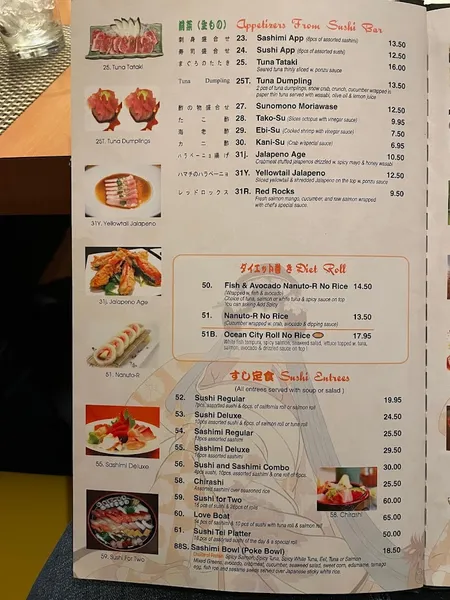 Menu Sushi Tei