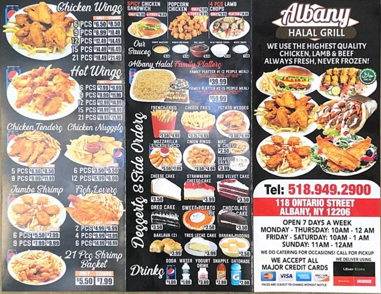 Menu Albany halal grill