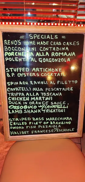 Menu Reno's Trattoria