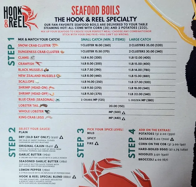 Menu Hook & Reel Cajun Seafood & Bar