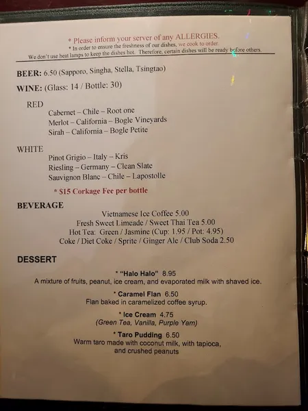 Menu Vietnam's Central