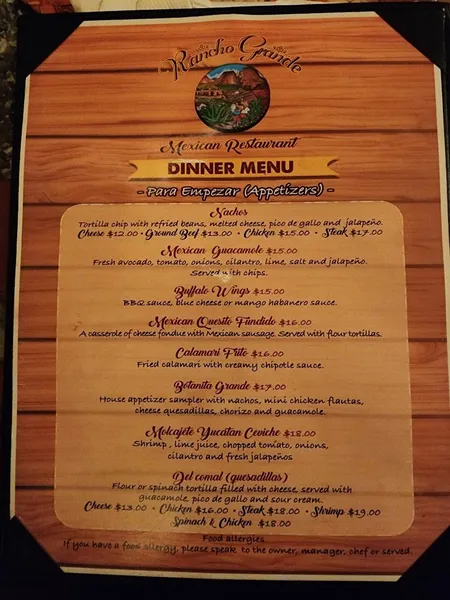 Menu Rancho Grande Yonkers