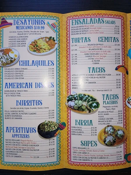 Menu El Ranchero Mexican Restaurant