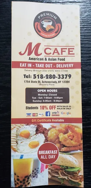 menu of M Cafe