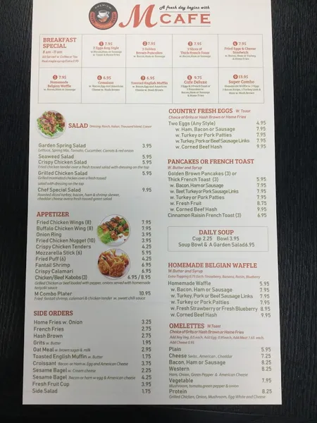 menu of M Cafe