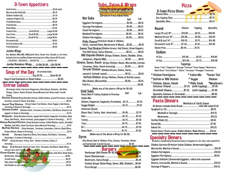 Menu Isopo's Downtown Pizza