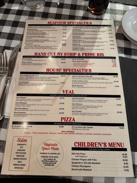 Menu De Angelo's Ristorante