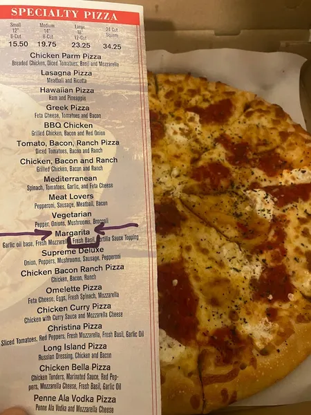 Menu Union Pizza