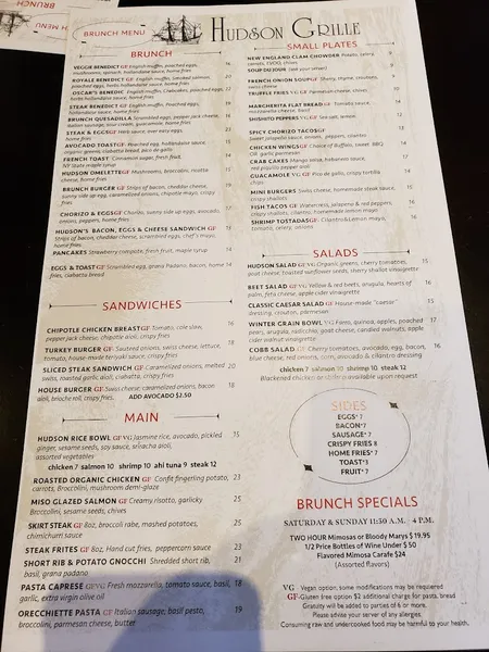 Menu Hudson Grille