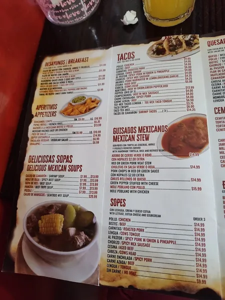 menu of Picante