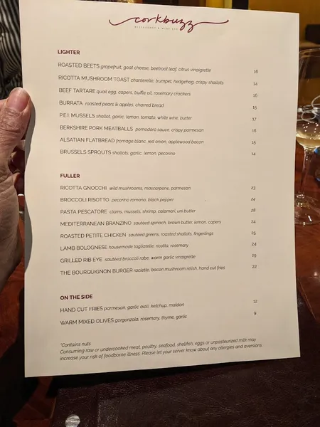 Menu Corkbuzz