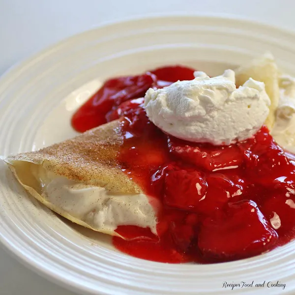 Strawberry Cheesecake Crepe Waffle and Crepe