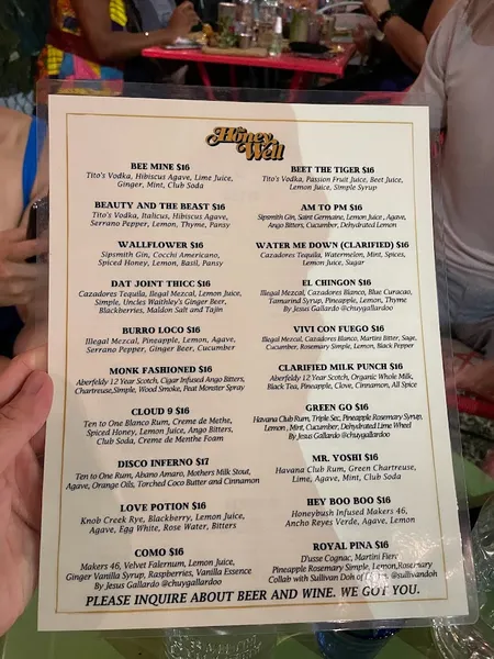 Menu The Honey Well