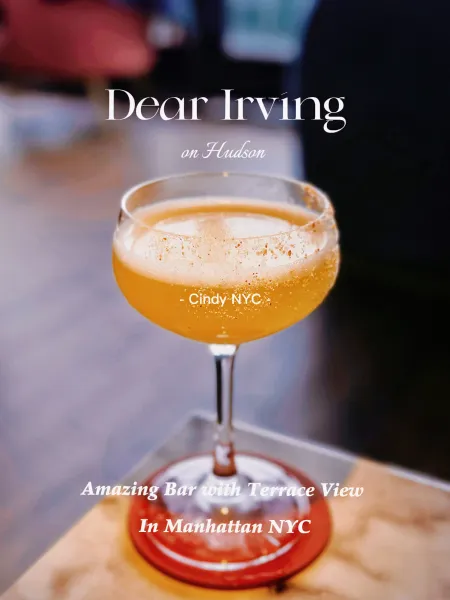 Glass of White Wine Dear Irving on Hudson Rooftop Bar