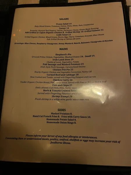 Menu Molly's