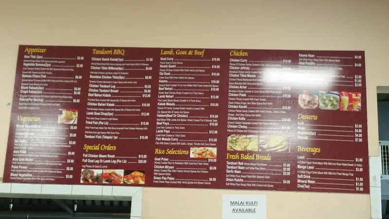 menu of Roti Boti