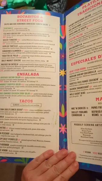 menu of Dos Caminos