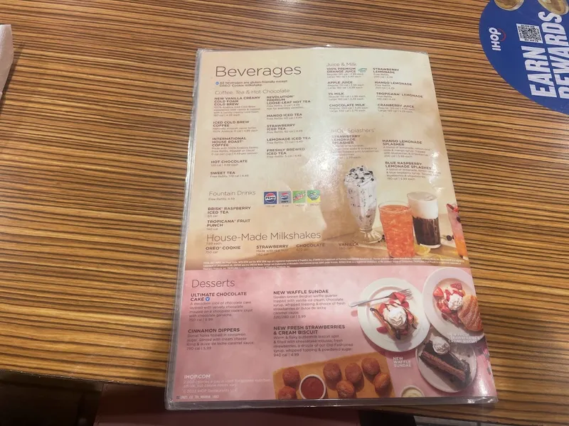 menu of IHOP