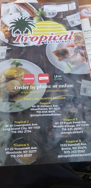 menu of Tropical Restaurant