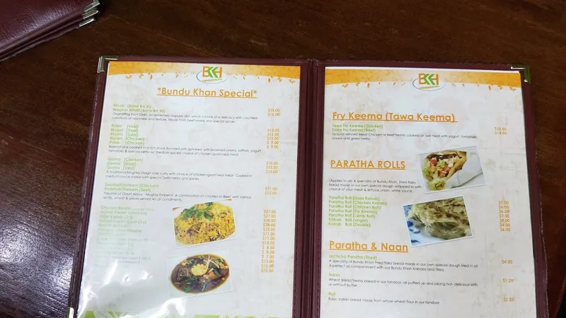 menu of Baba Khan Kabab House