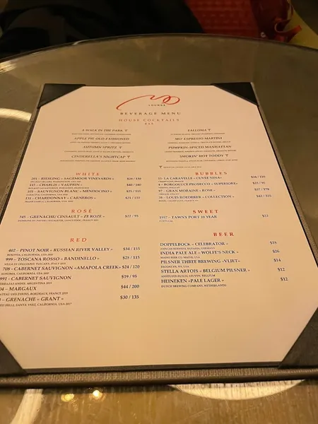 menu of MO Lounge