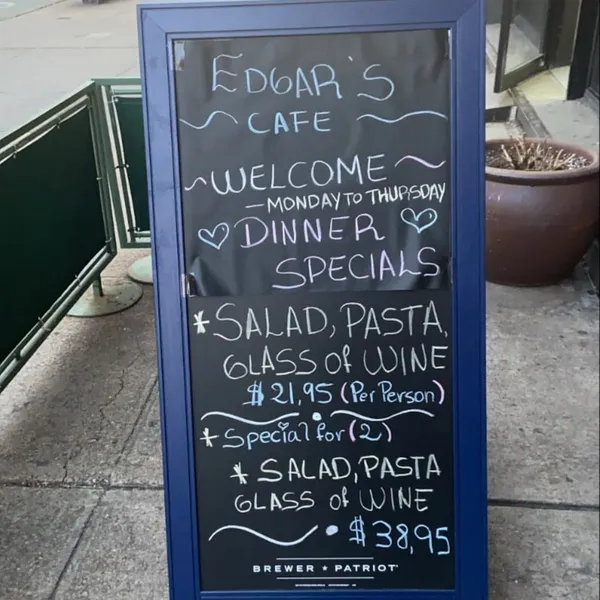 menu of Edgar's Cafe