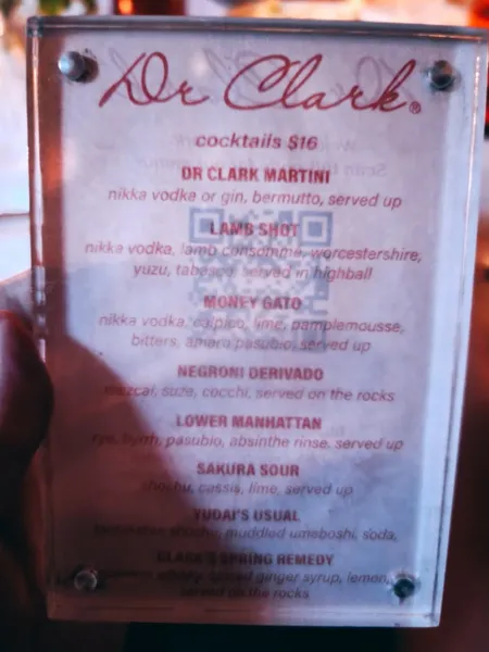 menu of Dr. Clark