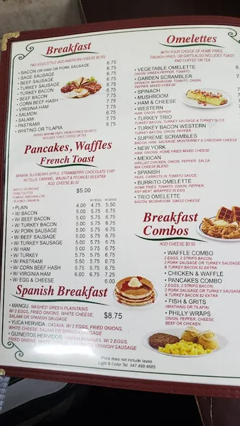 menu of Angie's Breakfast Spot