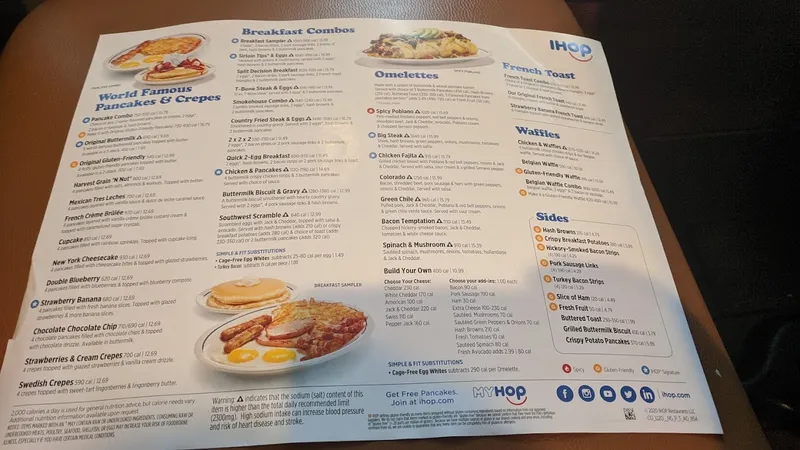 menu of IHOP