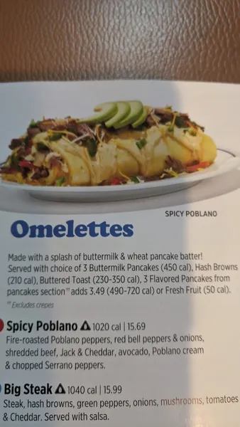 menu of IHOP