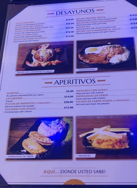 menu of El Encebollado de Rossy