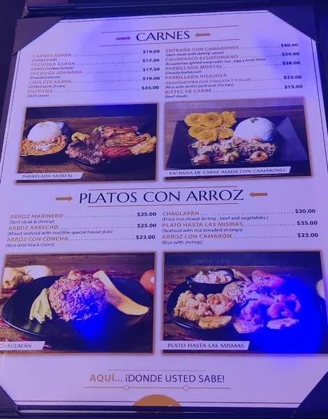 menu of El Encebollado de Rossy