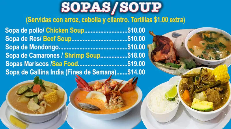 menu of El Salvadorin