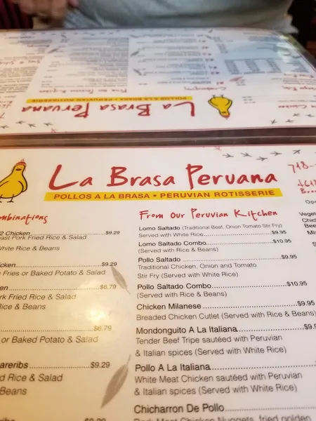 menu of La Brasa Peruana