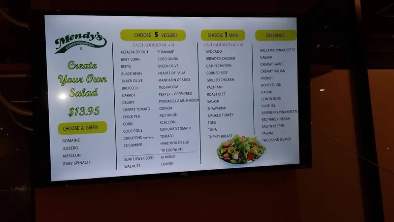 menu of Mendy's NYC