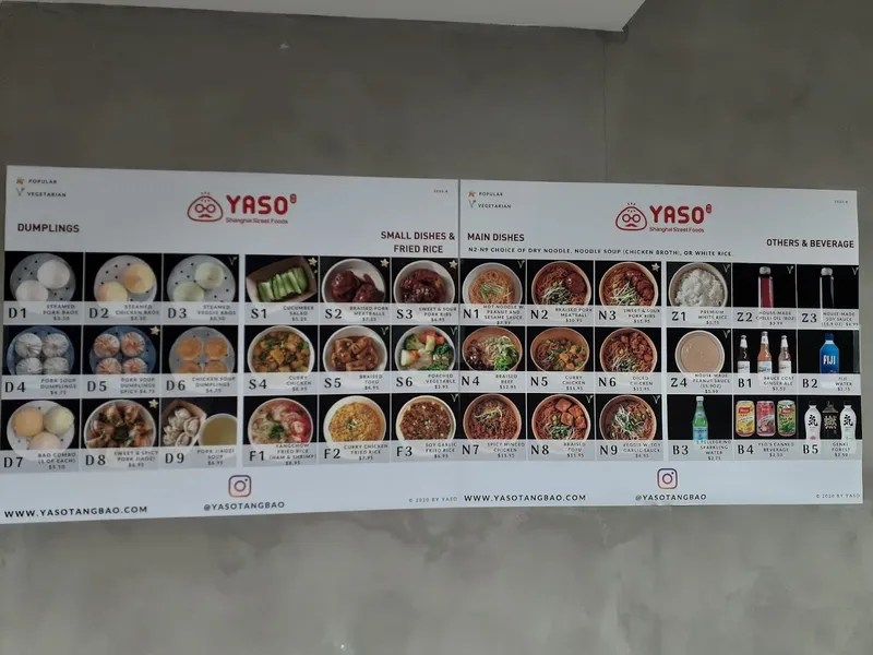 menu of YASO JERSEY CITY