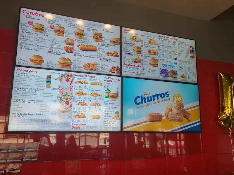 menu of Sonic Drive-In