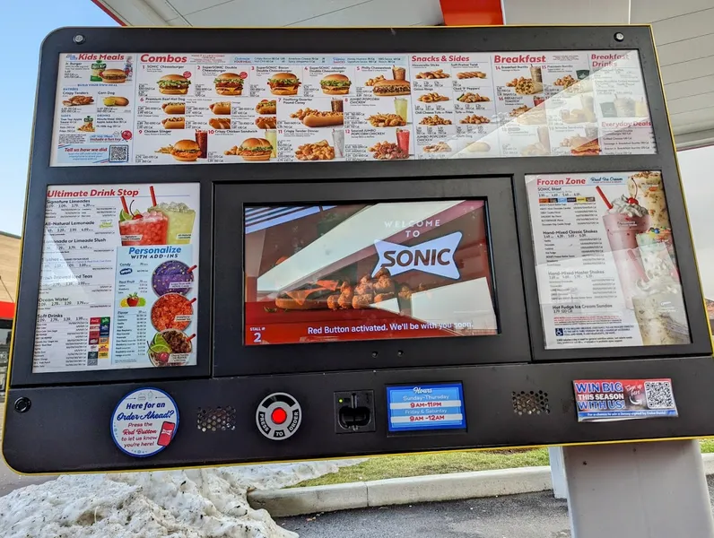 menu of Sonic Drive-In