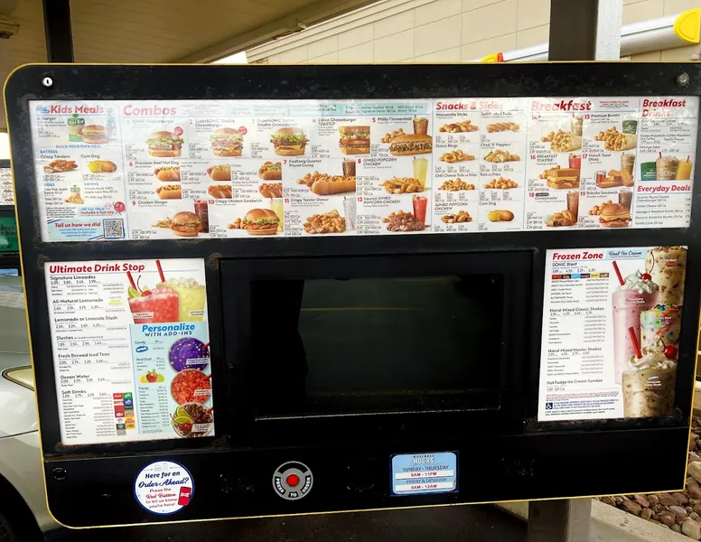 menu of Sonic Drive-In