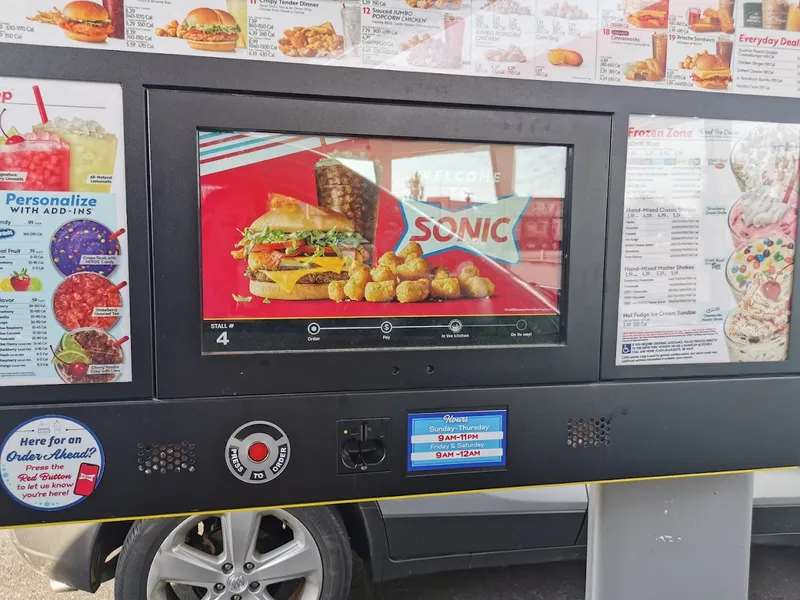 menu of Sonic Drive-In