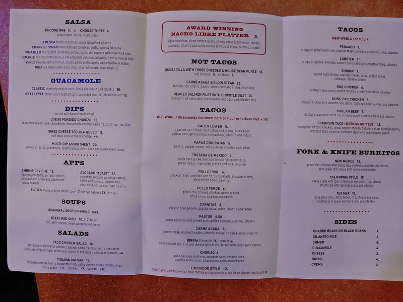 menu of Deep South Taco